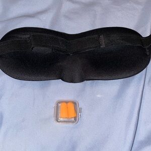 Plain black eye mask with ear plugs BRAND NEW travel vacation trip kit health